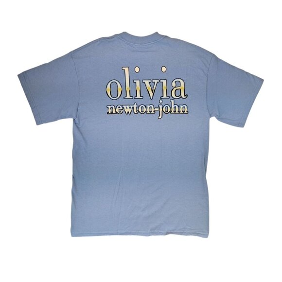Vintage Olivia Newton-John World Tour T-Shirt Gildan Blue Medium Double Side New - Picture 4 of 5